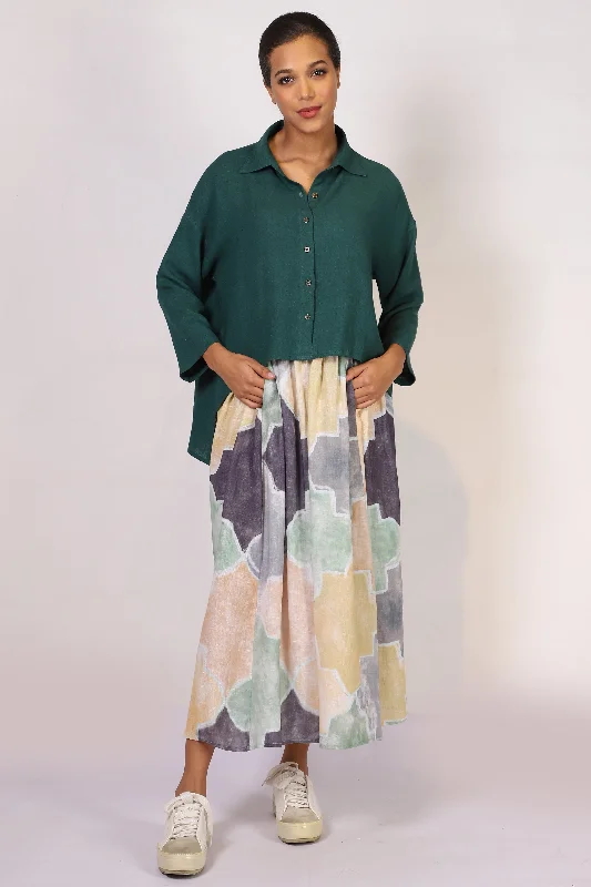 Printed Linen Skirt chiffon skirt lightweight