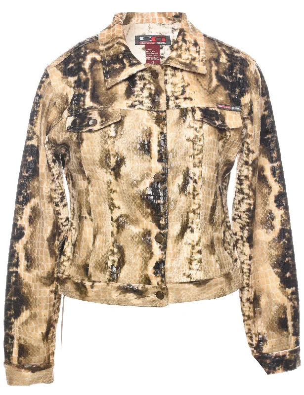 Y2K Animal Print Evening Jacket - L Bomber Jacket Anorak Windbreaker