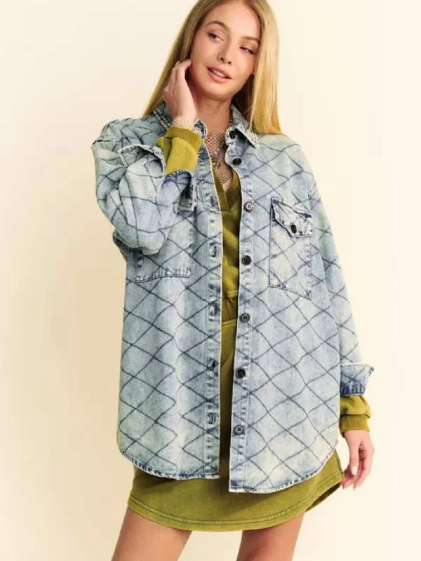 Quilted Denim Shirt Jacket Wool Jacket Cashmere Jacket Tweed Jacket