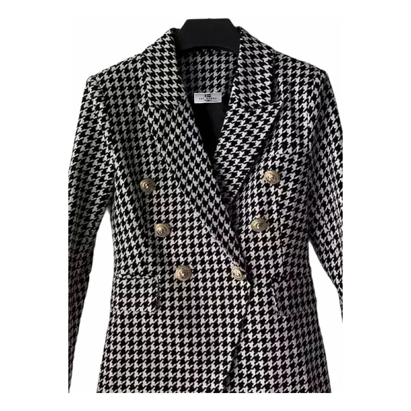 ADIOR Houndstooth Double Breasted Blazer Jacket Rayon Jacket Velvet Jacket Corduroy Jacket ADIOR Houndstooth Double Breasted Blazer Jacket Rayon Jacket Velvet Jacket Corduroy Jacket