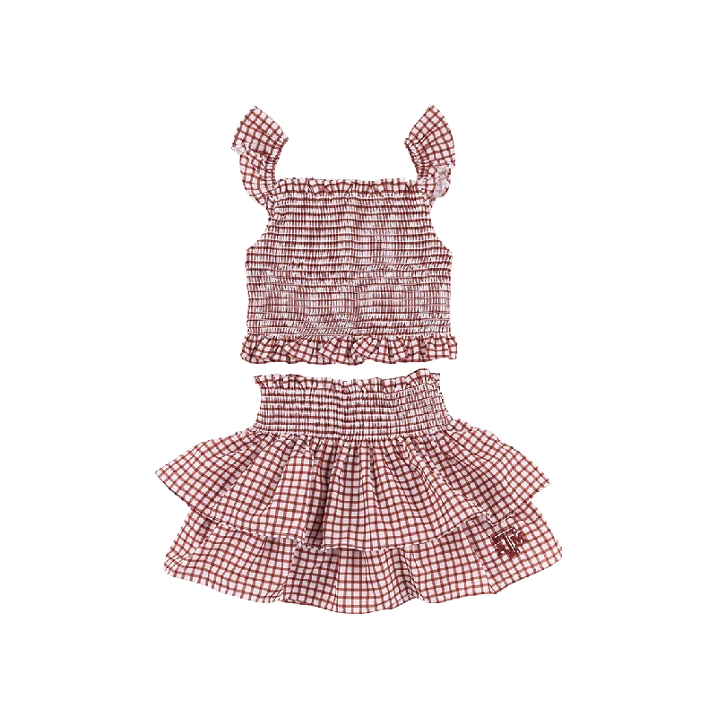 Texas A&M Windowpane Skirt Set denim skirt stylish
