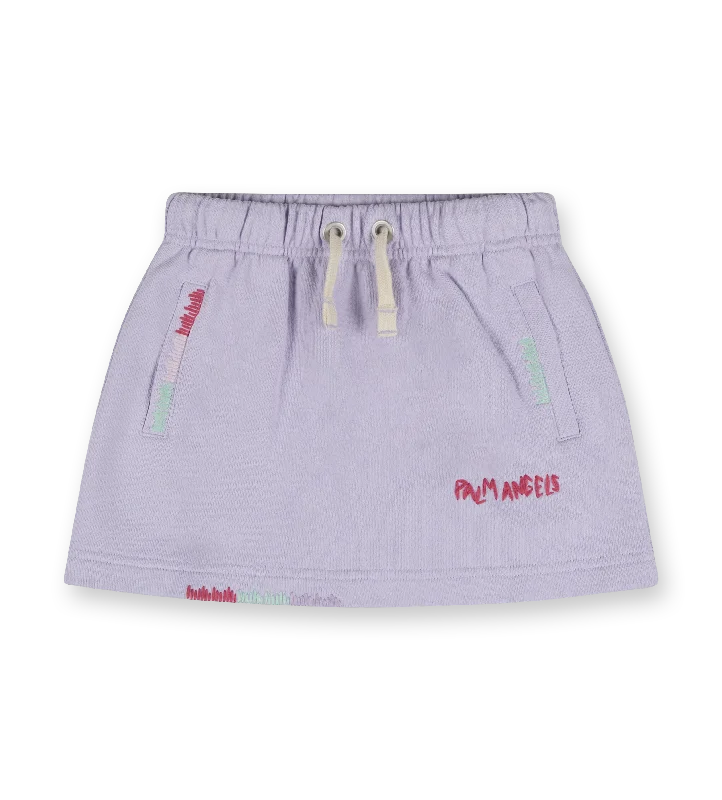 Block Logo Skirt Light Violet silk skirt lustrous