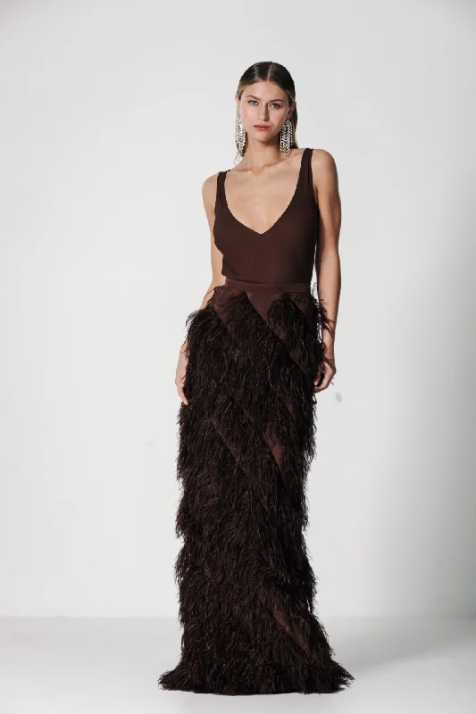 sleeveless top with Tiered Feather Skirt wool skirt sturdy