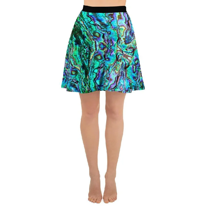 Abalone Print Skater Skirt belted skirt waist