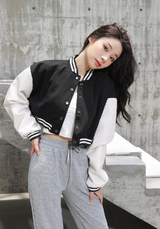 Baseball Leather Sleeve Cropped Fashion Varsity Jacket For Women Denim Jacket Leather Jacket Suede Jacket Baseball Leather Sleeve Cropped Fashion Varsity Jacket For Women Denim Jacket Leather Jacket Suede Jacket