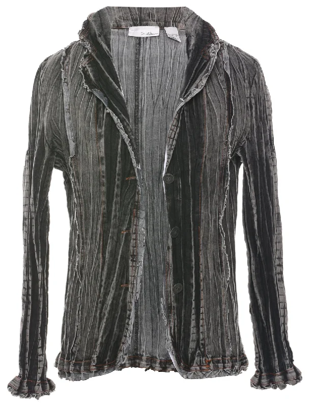 Y2K Grey Denim Jacket - M Rayon Fabric Velvet Fabric Corduroy Fabric