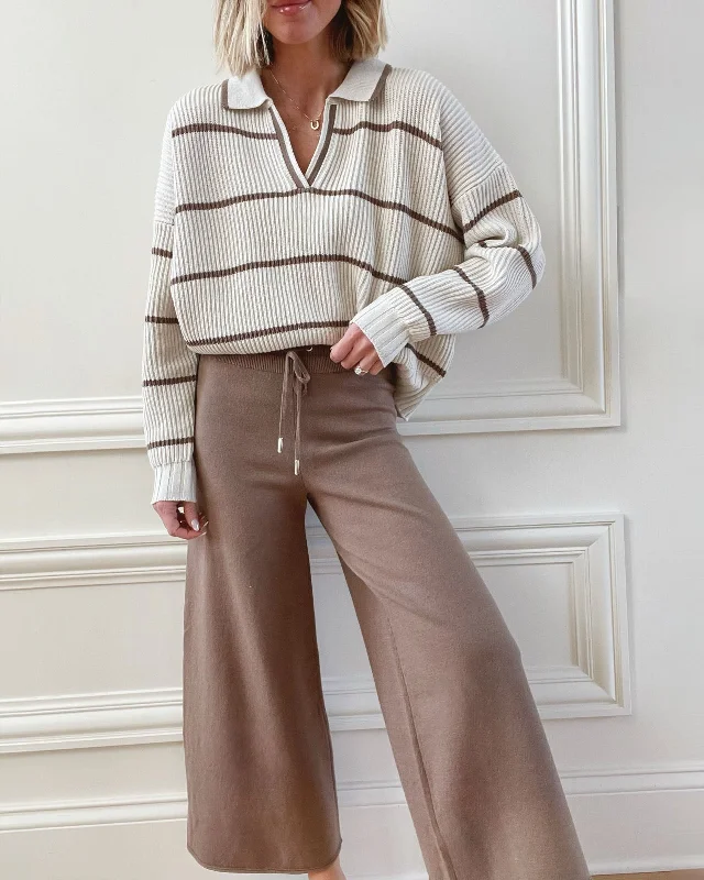 Splendid x @Cellajaneblog Stripe Polo Sweater Transparent Opaque Sheer
