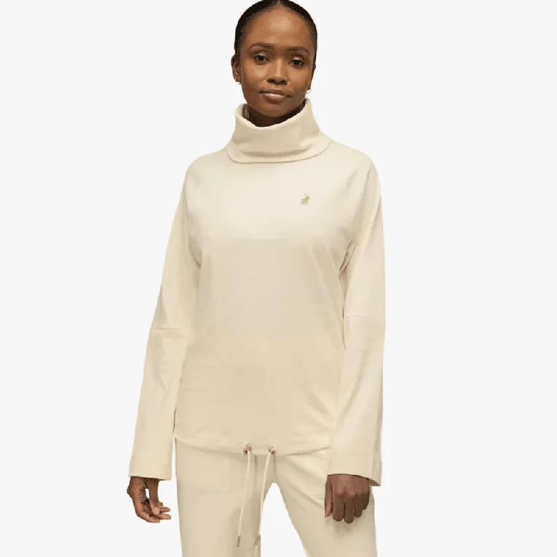 Polo Womens Skylar Sweater Track Top Ecru Velvet Chenille Corduroy