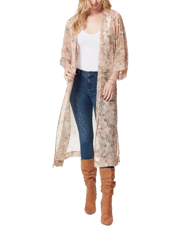 Jessica Simpson Blakely 3/4 Sleeve Duster Jacket Mesh Jacket Canvas Jacket Denim Jacket