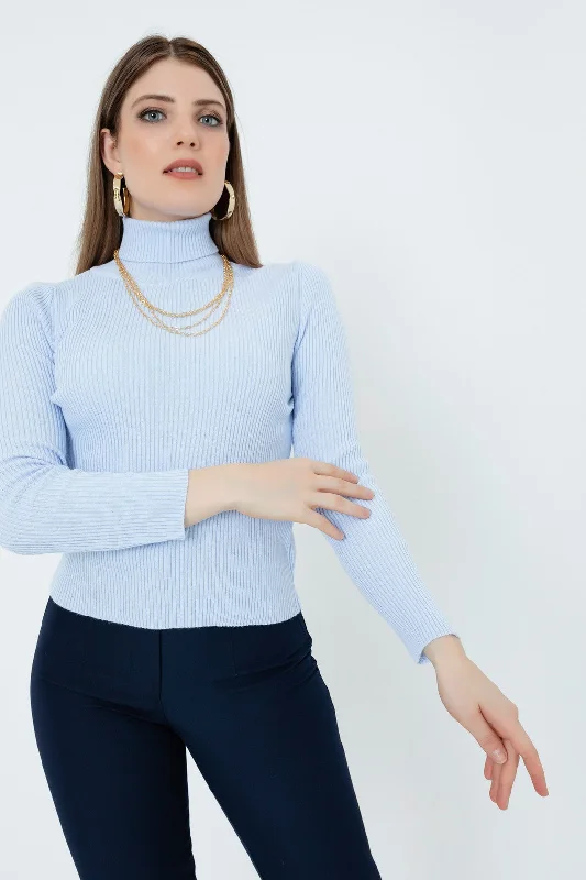 Female Fisherman Collar Knitwear Sweater Elasticated Padded Insulated