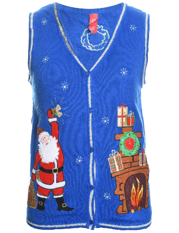 Santa Claus Christmas Sweater Vest - S Wool Sweater Cotton Sweater Cashmere Sweater