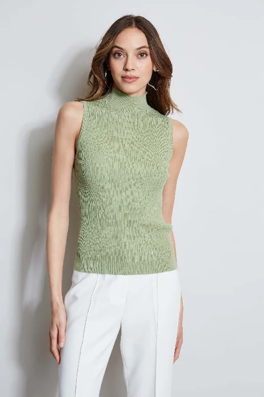 T-Tahari Cable Knit Sleeveless Sweater Toggled Drawstring Belted