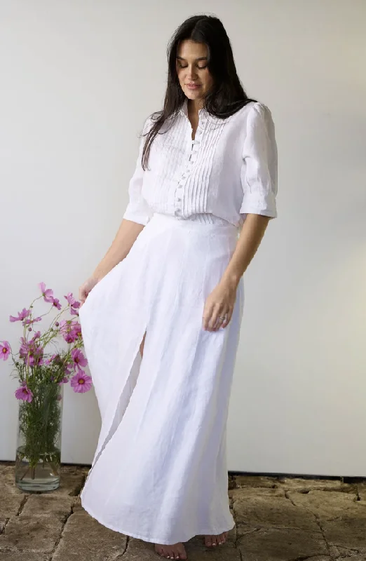 Eadie Amalfi Linen Maxi Skirt leather skirt refined