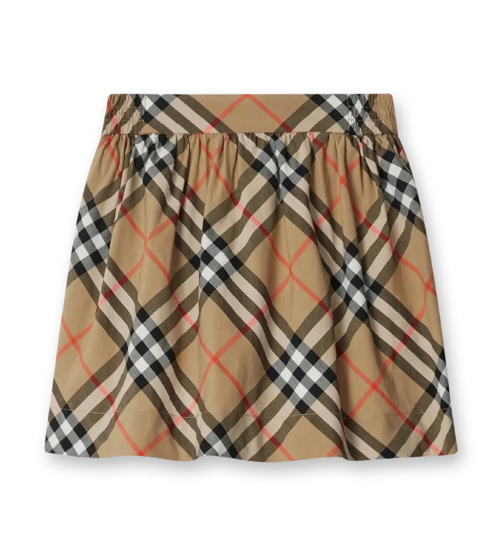 Check Cotton Skirt Sand velvet skirt plush