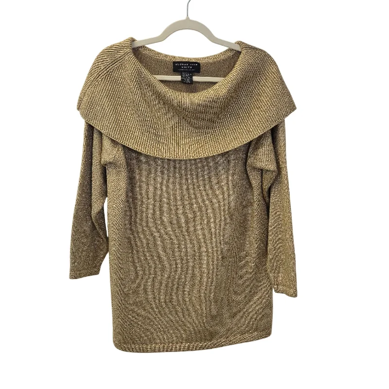 August Silk Knits Catherine Lover Metallic Gold Cowlneck Sweater Size Medium Sweater Knitwear Pullover