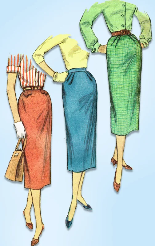 1950s Vintage Simplicity Sewing Pattern 2191 Easy Misses Slender Skirts Sz 23.5W leather skirt bold 1950s Vintage Simplicity Sewing Pattern 2191 Easy Misses Slender Skirts Sz 23.5W leather skirt bold