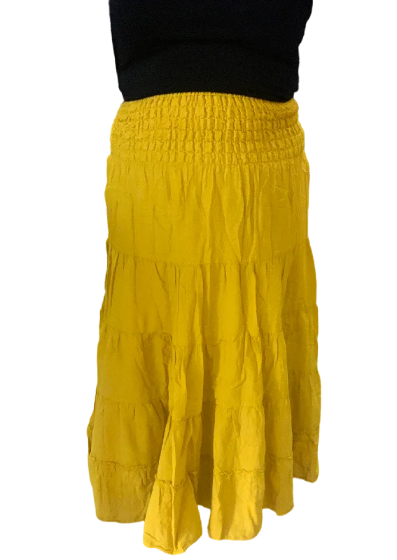 Mustard Cotton Voile Tiered Skirt denim skirt stylish