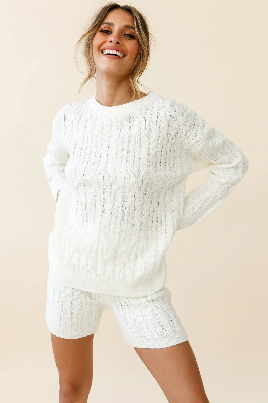 Colorado Cable Knit Sweater Cream Soft Cozy Warm