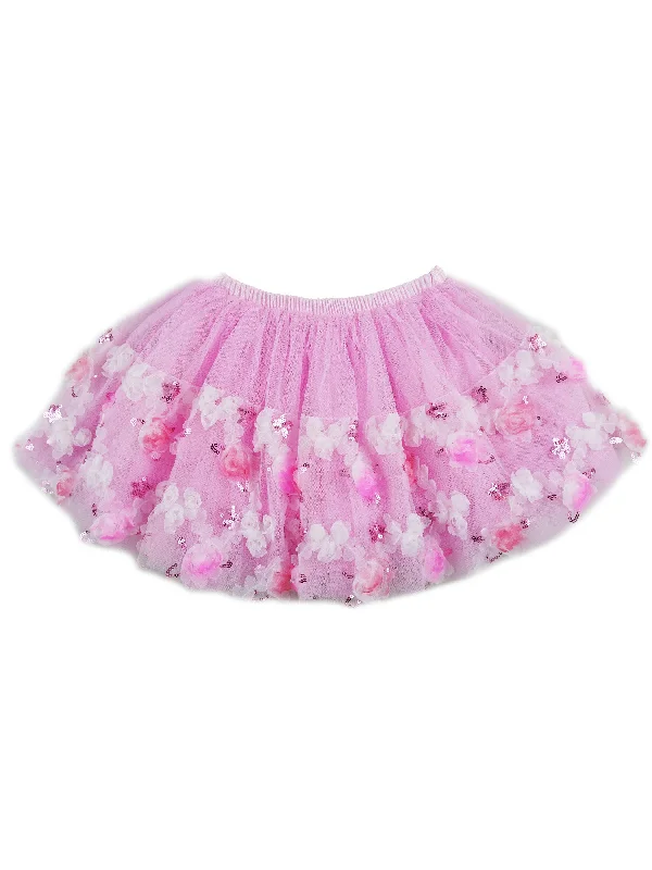 Girls Pink 3D Rose Sequins Tutu Skirt 9M-8 silk skirt elegant