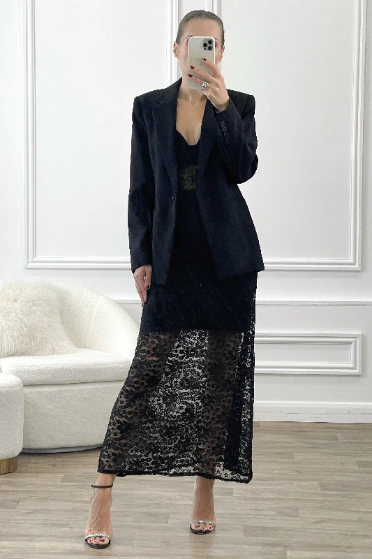 RAE BLACK LACE MAXI SKIRT chiffon skirt lightweight