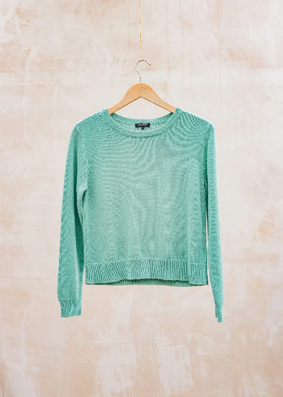 Deep Crew Neck Sweater in Fern Terry Blend Velvet Blend Canvas Blend