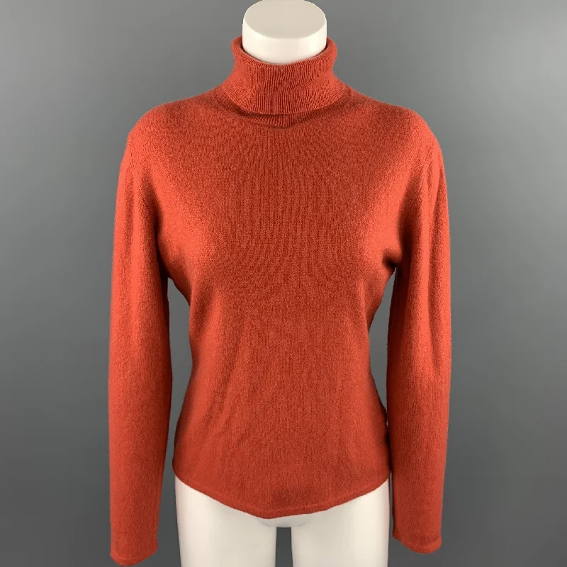 TSE Size L Coral Knitted Cashmere Turtleneck Sweater Hooded Sweater Collared Sweater Shawl Collar