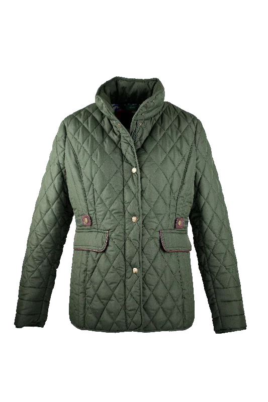 LJ002 - Ladies Maya Quilted Jacket - GREEN Faux Fur Fabric Real Fur Fabric Shearling Fabric