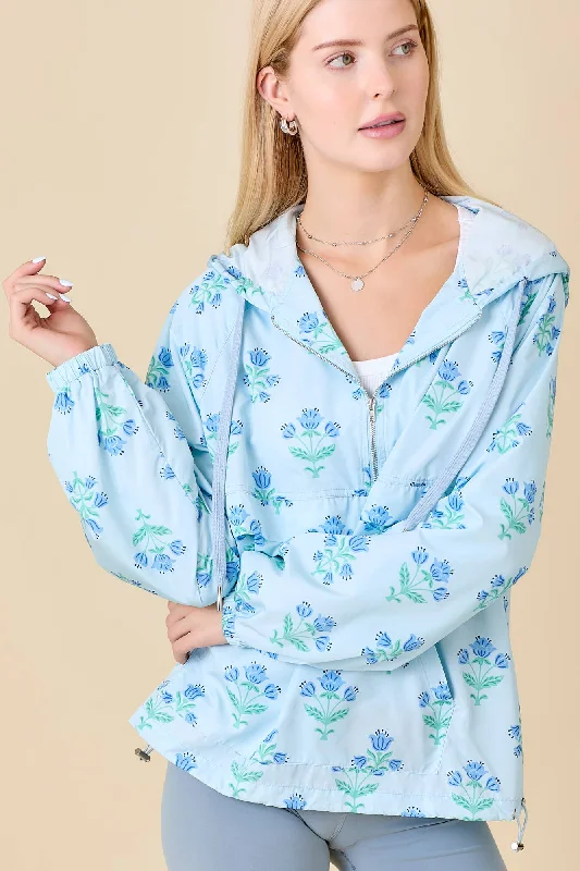 Main Strip - Floral Printed Half Zip Windbreaker Jacket Satin Jacket Silk Jacket Chiffon Jacket Main Strip - Floral Printed Half Zip Windbreaker Jacket Satin Jacket Silk Jacket Chiffon Jacket