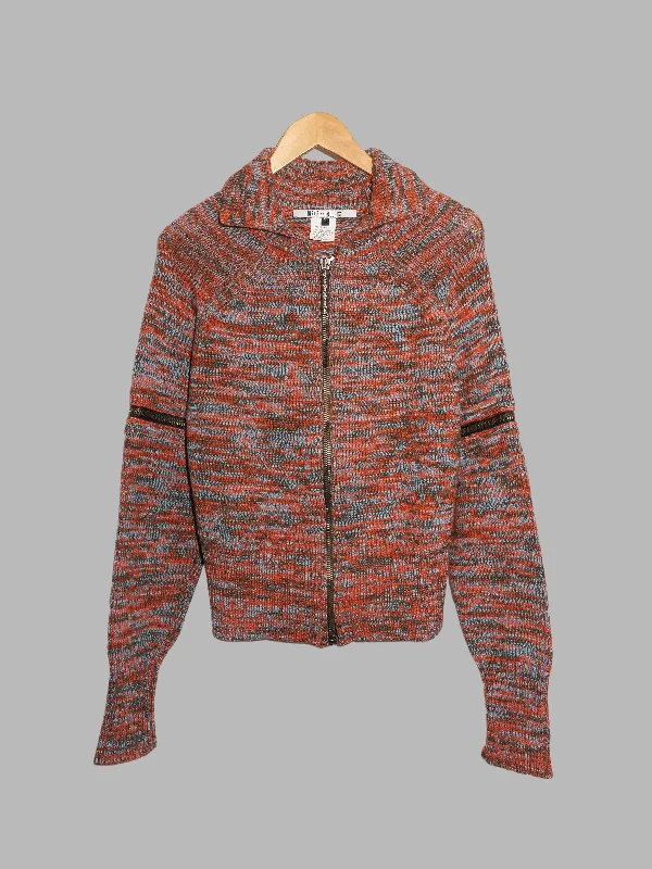 Dirk Bikkembergs winter 1996 orange wool marle detachable sleeve knit jacket M Oversized Jacket Tailored Jacket Straight Jacket