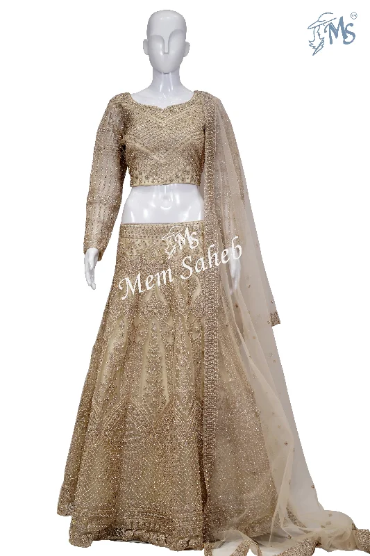 Crop Skirt Light Gold having designer Cords and stone work with Dupatta corduroy skirt durable