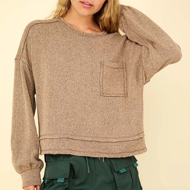 Exposed Seam Pocket Sweater Satin Fabric Silk Fabric Chiffon Fabric