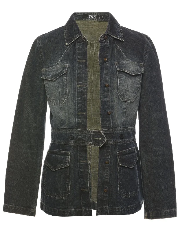 Stone Wash Y2K Denim Jacket - S Nylon Fabric Polyester Fabric Spandex Fabric