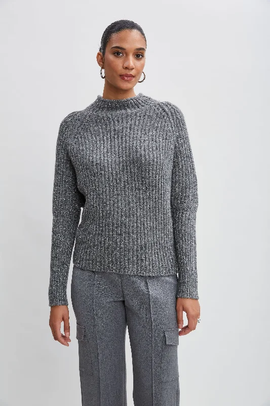 Metallic Mock Neck Sweater Anti-Pilling Anti-Shrink Durable