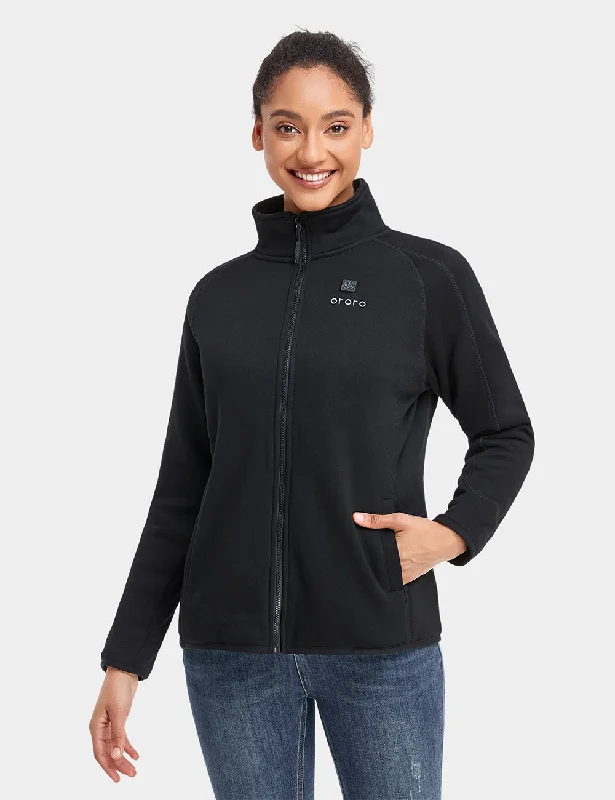 Women's Heated Full-Zip Fleece Jacket - Black Anorak Shell Jacket Lightweight Jacket Women's Heated Full-Zip Fleece Jacket - Black Anorak Shell Jacket Lightweight Jacket