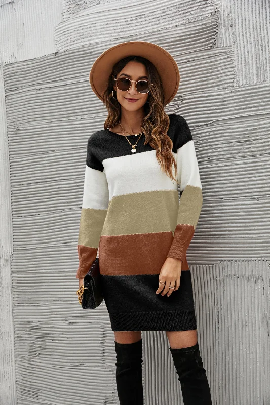 Fret Not Striped Sweater Dress Transparent Opaque Sheer