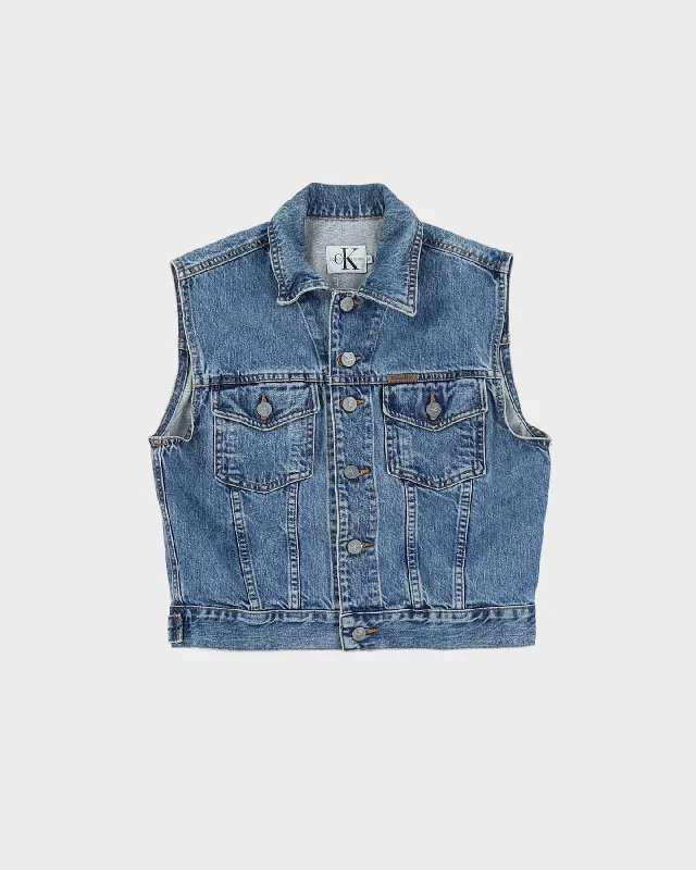 Vintage 90s Calvin Klein Sleeveless Blue Denim Jacket - M Anorak Shell Jacket Lightweight Jacket Vintage 90s Calvin Klein Sleeveless Blue Denim Jacket - M Anorak Shell Jacket Lightweight Jacket