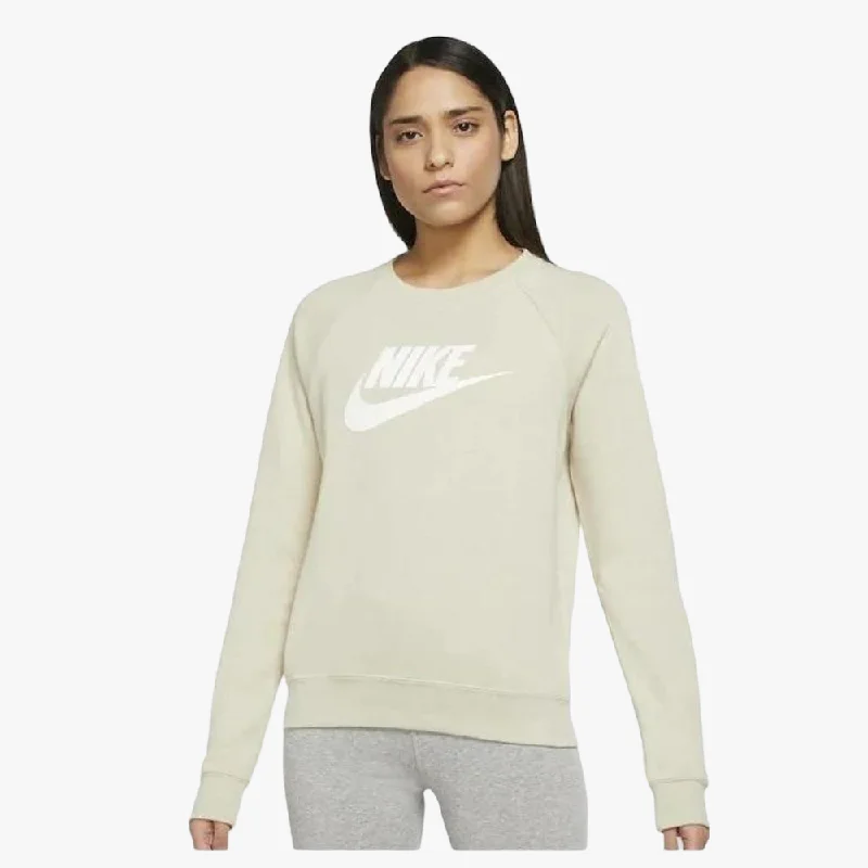 Nike Womens Nsw Essential Crew Sweater Oatmeal Glossy Satin Silk