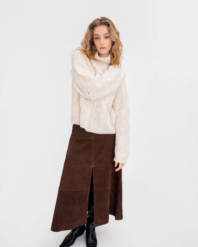 Suede Hudson Skirt flowy skirt hem