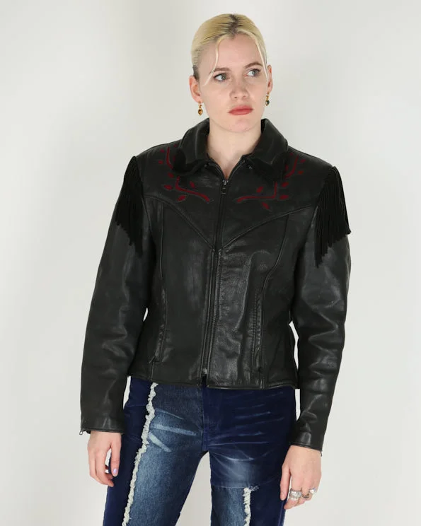 Vintage 90s Protech fringed leather zip up jacket - S Snapped Jacket Toggled Jacket Drawstring Jacket Vintage 90s Protech fringed leather zip up jacket - S Snapped Jacket Toggled Jacket Drawstring Jacket