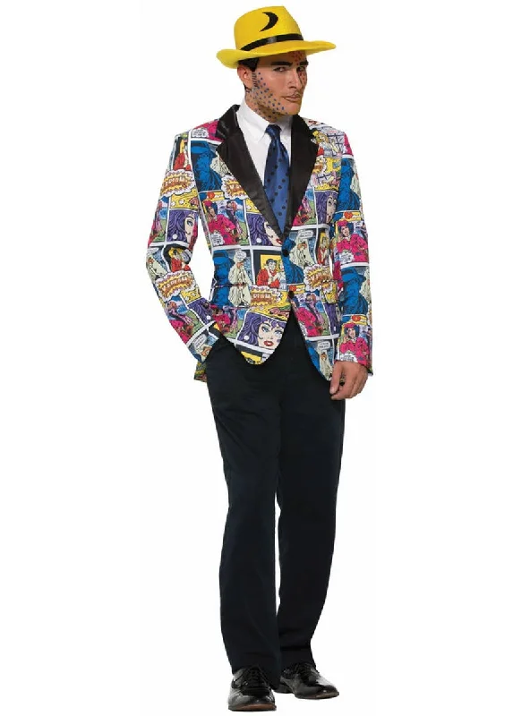 1950s Pop Art Comic Mens Costume Jacket Stand-Up Collar Roll-Neck Collar Turtle Neck 1950s Pop Art Comic Mens Costume Jacket Stand-Up Collar Roll-Neck Collar Turtle Neck