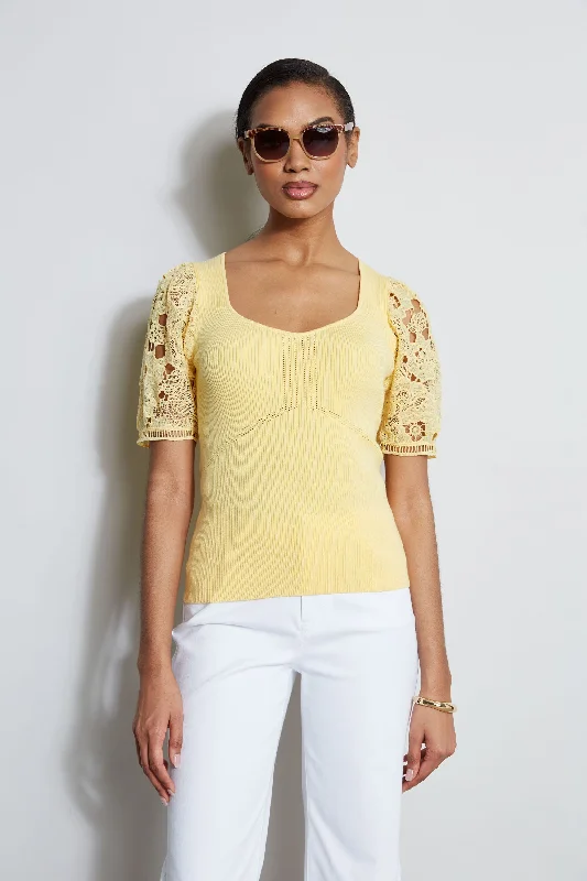 Lace Sleeve Sweater Stylish Fashionable Trendy