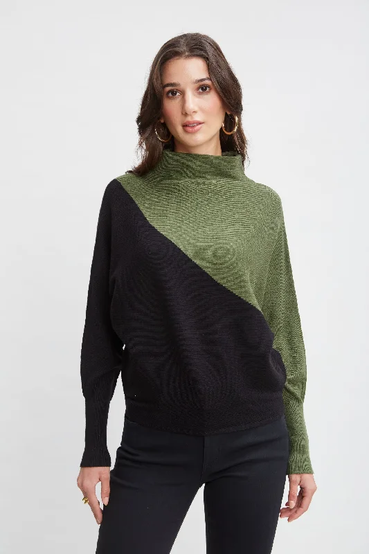 T-Tahari Asymmetric Colorblock Sweater Iron Safe Non-Iron Wrinkle Free