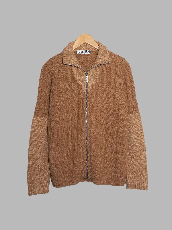 Dirk Bikkembergs 1990s 2000s beige brown wool knitted zip jacket - S Denim Jacket Leather Jacket Suede Jacket Dirk Bikkembergs 1990s 2000s beige brown wool knitted zip jacket - S Denim Jacket Leather Jacket Suede Jacket