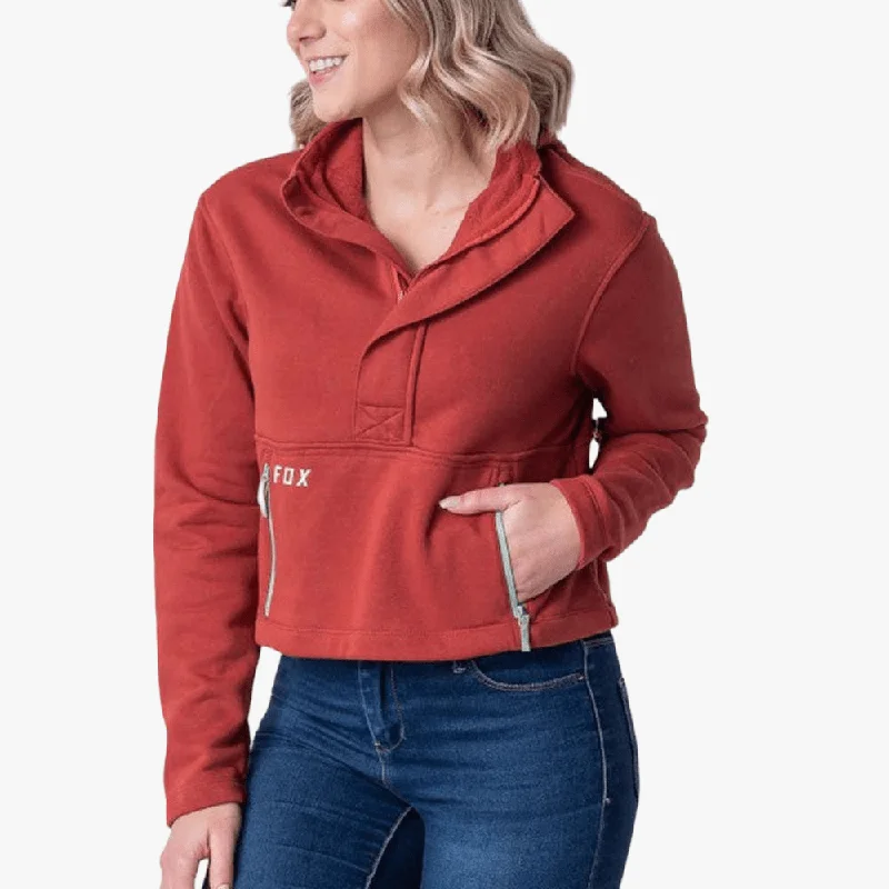 Fox Women's Calibrated Crop Fleece Sweater Copper Denim Fabric Leather Fabric Suede Fabric Fox Women's Calibrated Crop Fleece Sweater Copper Denim Fabric Leather Fabric Suede Fabric