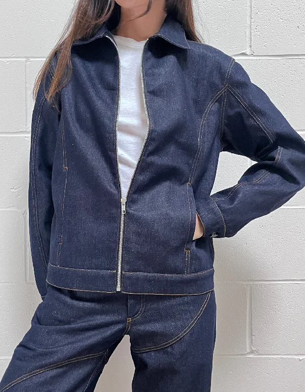 Wave Jacket in Indigo Toggled Jacket Drawstring Jacket Belted Jacket