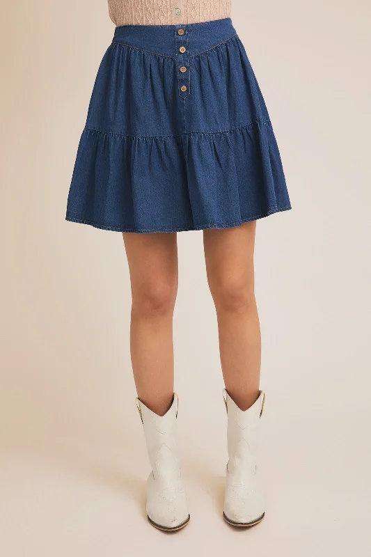 Gilli LT. Weight Denim Tiered Mini Skirt velvet skirt luxury