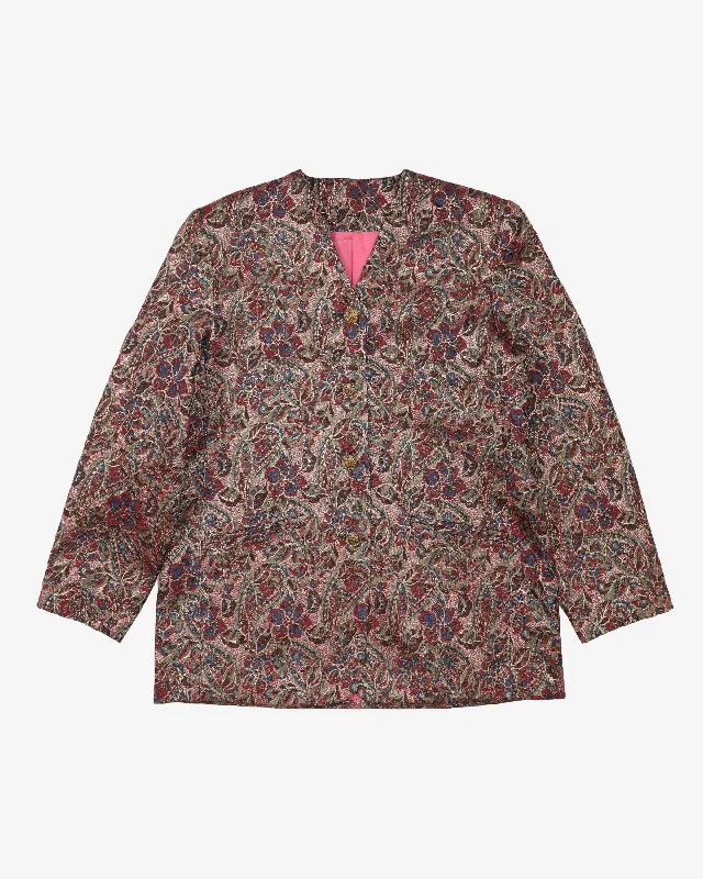 1990s Burgundy Gold Lame Floral Party Jacket - M Chenille Jacket Brocade Jacket Lace Jacket 1990s Burgundy Gold Lame Floral Party Jacket - M Chenille Jacket Brocade Jacket Lace Jacket