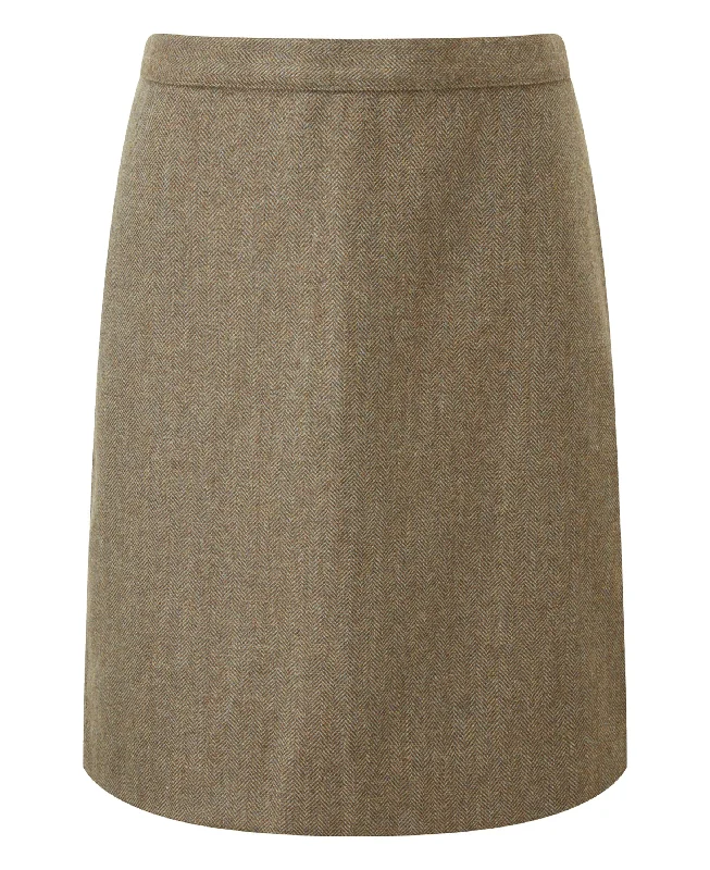 Beauly Tweed Skirt - Loden Green Herringbone Tweed lightweight skirt design