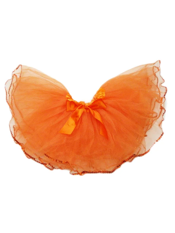 Little Girls Orange Sequin Trim Bow Tutu Skirt 2-4 cashmere skirt rich