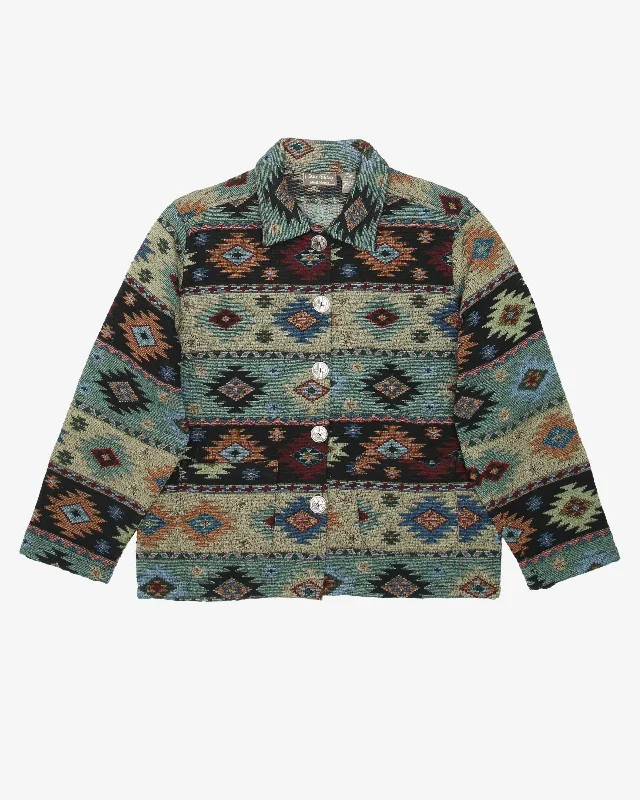 Navajo Inspired Patterned Cotton Jacket - S Cotton Jacket Linen Jacket Terry Jacket
